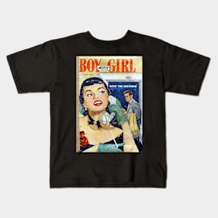 Vintage Romance Comic Book Cover - Boy Meets Girl Kids T-Shirt